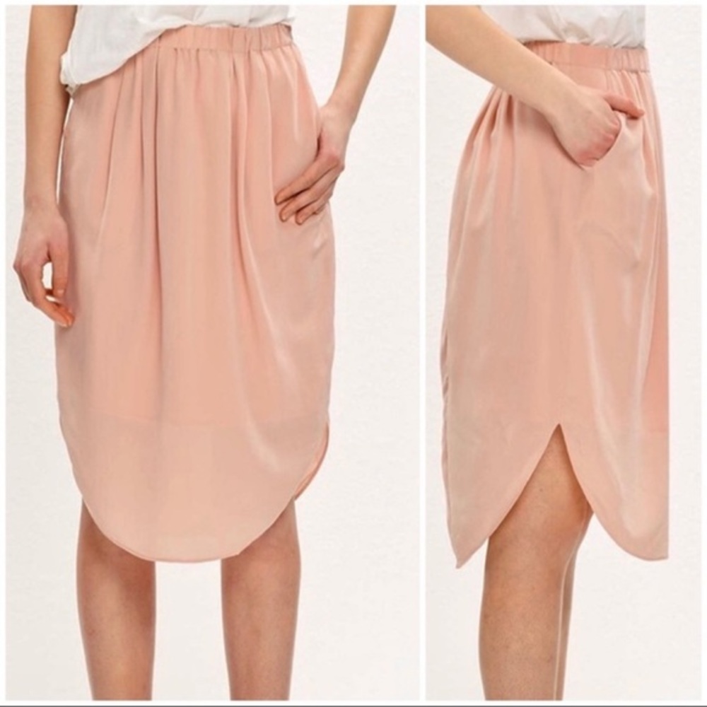 NWT Madewell Silk Island summer cocktail wedding skirt size small blush pink